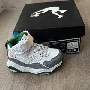 Shaq Kids Walker Shoes - White, Gray, and Green